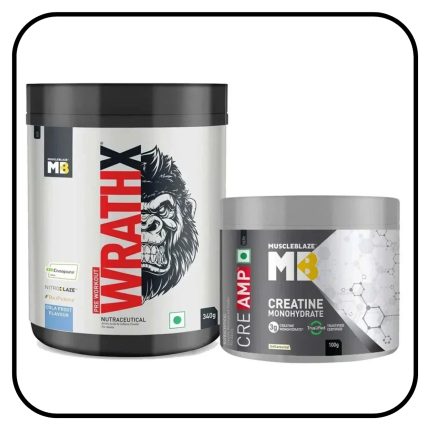 MuscleBlaze Pre Workout WrathX 0.75 lb Cola Frost & Creatine Monohydrate CreAMP 0.22 lb Combo